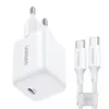 UGREEN X513 Iekštelpu maiņstrāvas ātrās uzlādes viedtālruņa lādētājs ar USB Type-C portu un 1m kabeli Balts