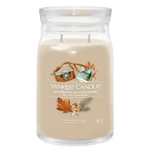 Vaska svece Yankee Candle Afternoon Amber Apple Bergamot Cedar Eucalyptus Ginger Leather Lemon Musk Nutmeg Patchouli Beige