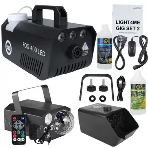 Dūmu mašīnu komplekts Light4Me GIG SET 2 ar 400 W LED apgaismojumu, IP20, komplektā barošanas bloks