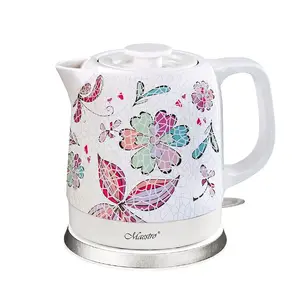 Электрический чайник Maestro MR-068-FLOWERS, керамика, 1,5 л, 1500 Вт, беспроводной, скрытый ТЭН