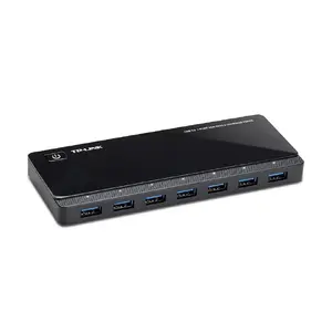 USB-концентратор TP‑LINK UH720 — 9 портов USB 3.2 Gen 1 Type‑A, Micro‑B хост, 5 Гбит/с, чёрный, кабель 1 м, с адаптером