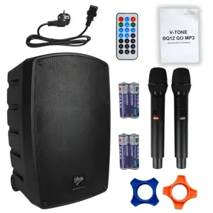 Active Speaker V-TONE BQ12 GO 200W RMS 12" Woofer Bluetooth 5.1 Battery 7000 mAh TWS XLR RCA USB SD