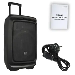 Активная колонка V-TONE OrionX 14 ACCU 135W RMS, 14" низкочастотный динамик, 300W пик, Bluetooth 5.0, аккумулятор 8000 мА·ч