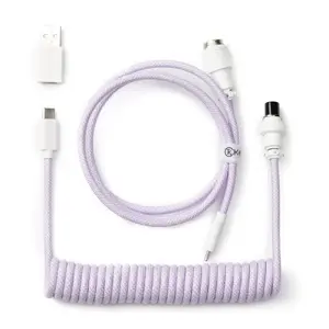 Спиральный кабель Type-C Keychron Cab-17 светло-фиолетовый — отсоединяемый USB-C кабель для клавиатур и устройств