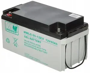 Gel battery mw power 12V 65Ah — sealed rechargeable lead‑acid battery for backup and UPS use