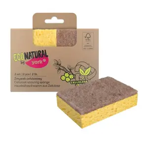 Целлюлозная губка YORK ECO NATURAL 2 шт — впитывающие чистящие губки из натуральной целлюлозы, набор 2