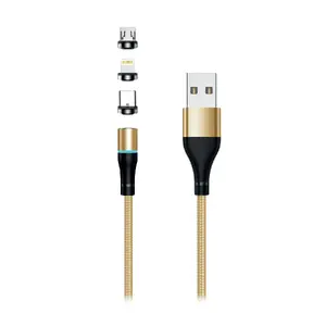 Magnētiskais USB kabelis Setty GSM106285 2 m 2 A zelta – USB uz magnētisko savienotāju, uzlāde un dati