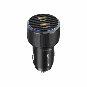 Автомобильное зарядное устройство SWISSTEN PD 2x USB-C 50W с кабелем USB-C—USB-C 1 м
