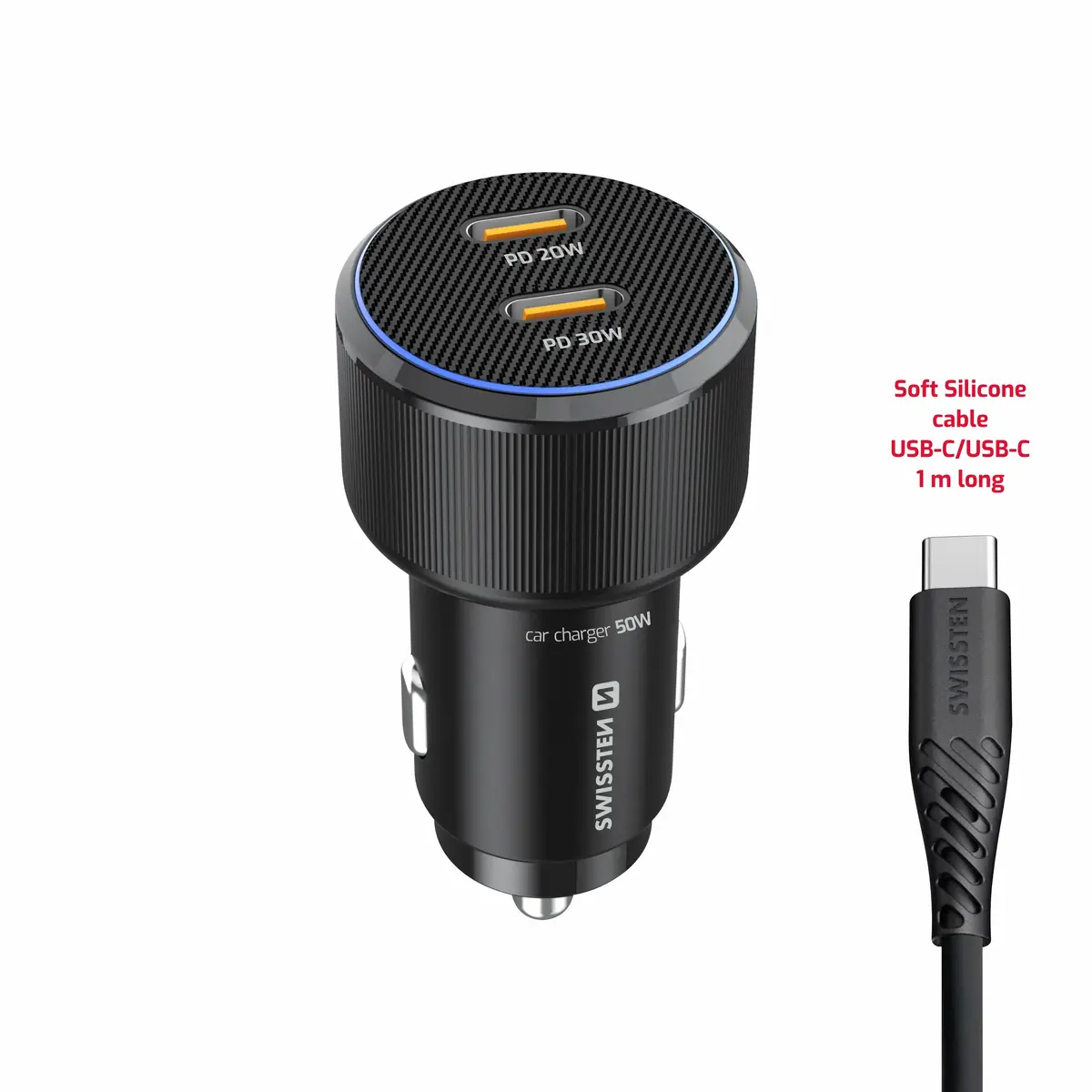 Авто зарядное SWISSTEN PD 2x USB-C 50W Photo 2