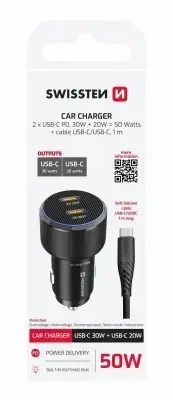Авто зарядное SWISSTEN PD 2x USB-C 50W Photo 3