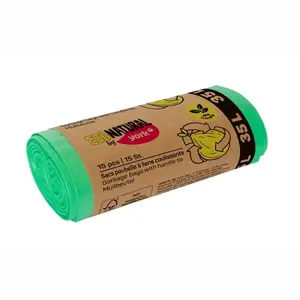 Мешки для мусора с застёжкой YORK ECO NATURAL 35 л, 15 шт