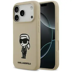 Phone case Karl Lagerfeld for iPhone 17 Pro — Silicone MagSafe, Brown, KL Sketch