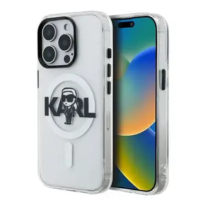 Phone case Karl Lagerfeld Silicone case for iPhone 15 Pro Max transparent MagSafe KL Sketch Logo