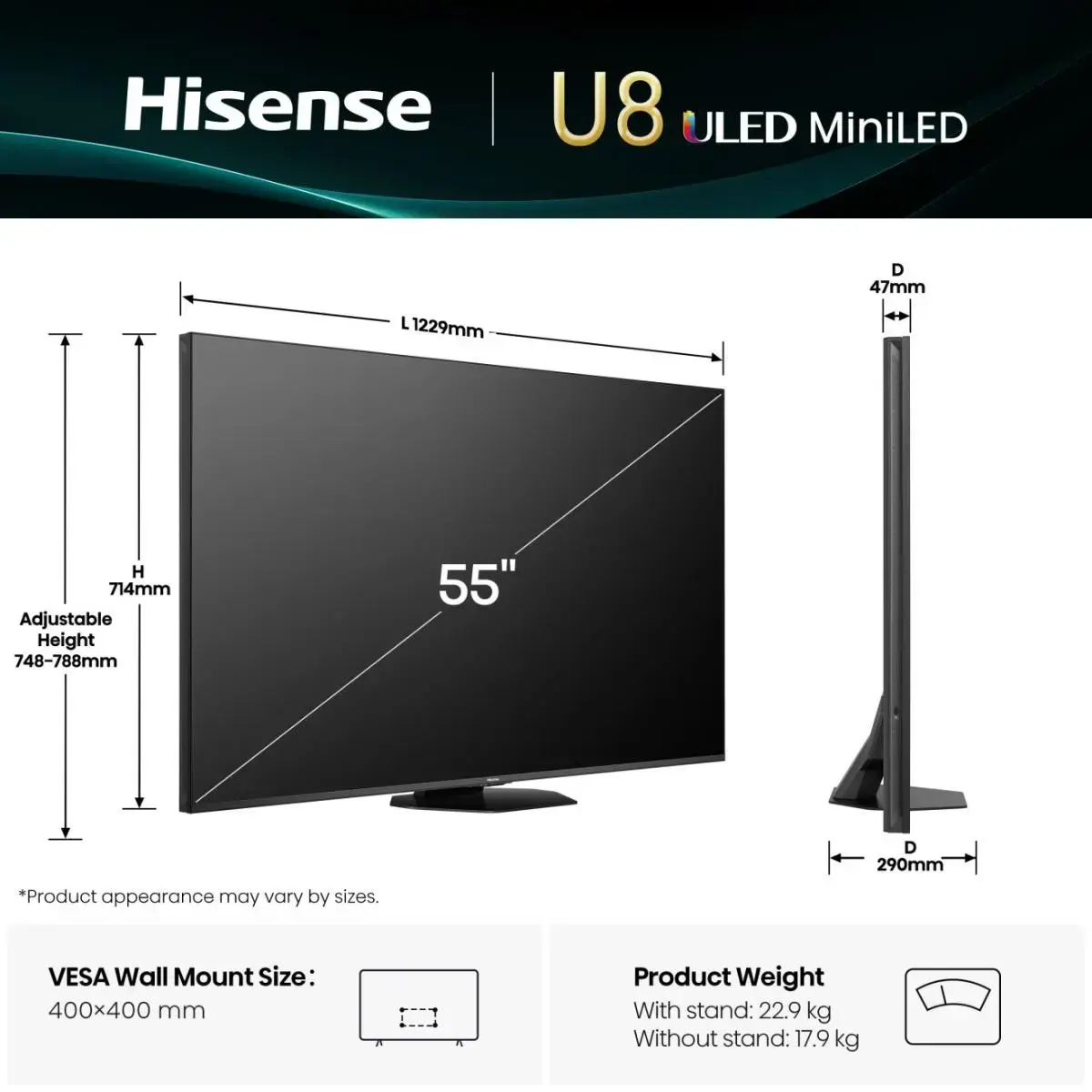 Televizors Hisense 55U8Q Photo 2