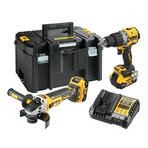 Аккумуляторный набор инструментов DeWalt DCK2026P2T-QW 18 В — дрель/шуруповерт и болгарка, 2×18 В 5 А·ч Li‑Ion, зарядное, кейс TStak