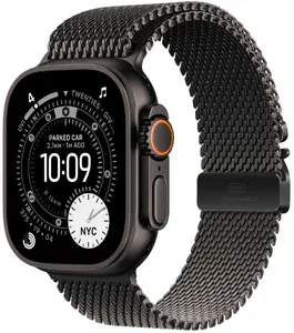 Viedās pulksteņi Apple Watch Ultra 3 GPS + Cellular 49mm Melna titāna korpuss ar melnu titāna milānas siksnu Vidējais