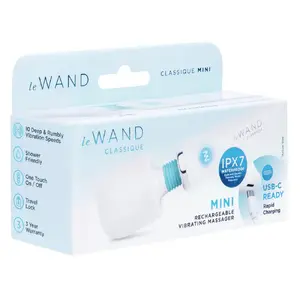 Portable rechargeable mini wand massager le wand Classique Mini — 14.1 cm, Ø 3.6 cm head, USB-C, waterproof