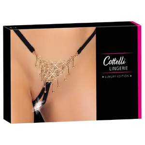 Трусики-стринг cottelli collection String Decoration, бесшовный разрез, эластичные декоративные ремешки, регулируемый пояс, размер S–L