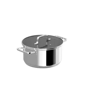 Soup pot BergHOFF 1315079, stainless steel, 3 L, 20 cm diameter, glass lid, oven- and dishwasher-safe