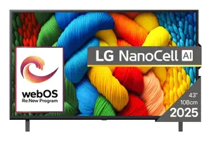 TV LG NanoCell 43NANO80A3B 43" (109.2 cm) 4K Ultra HD Smart TV, Direct-LED, Wi‑Fi, DVB-T2/C/S2, Ethernet, Black
