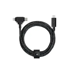 Charging and data cable native union Belt Cable Duo Pro USB-C to USB-C and Lightning Black