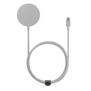 Wireless charger stand native union Snapstand Qi2 Standstone, indoor USB-powered, 1.5 m cable, light grey