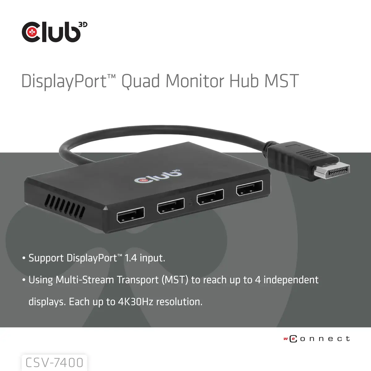 DisplayPort Quad Hub club 3d — 4×4K@30Гц MST Photo 2