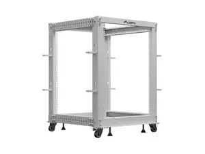 Открытая стойка 19" LANBERG 15U, регулируемая глубина 600–1100 мм, серого цвета