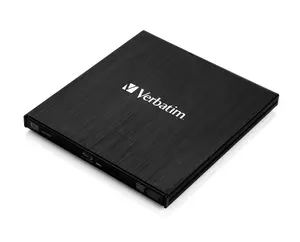 External Slimline Blu‑Ray RW Optical Drive VERBATIM V-43890, USB 3.2 Gen 1, Slot‑in, Black, 145×133×11 mm
