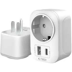 Travel adapter Tech-Protect TA100 US to EU plug, white