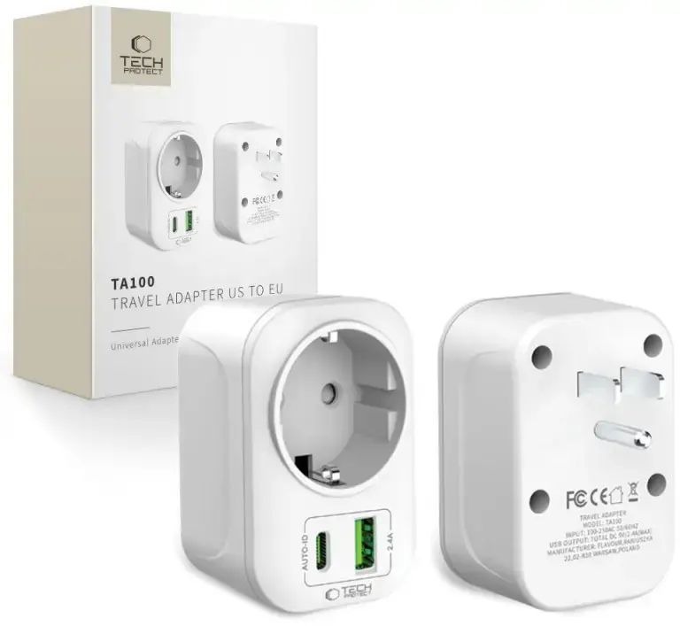 Tech-Protect TA100 travel adapter US to EU Photo 3