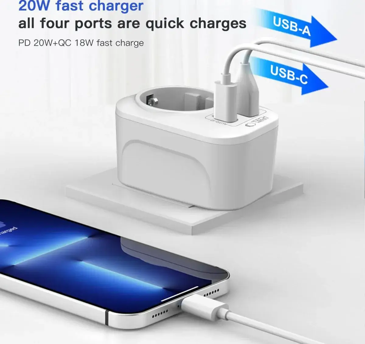 Tech-Protect TA100 travel adapter US to EU Photo 5
