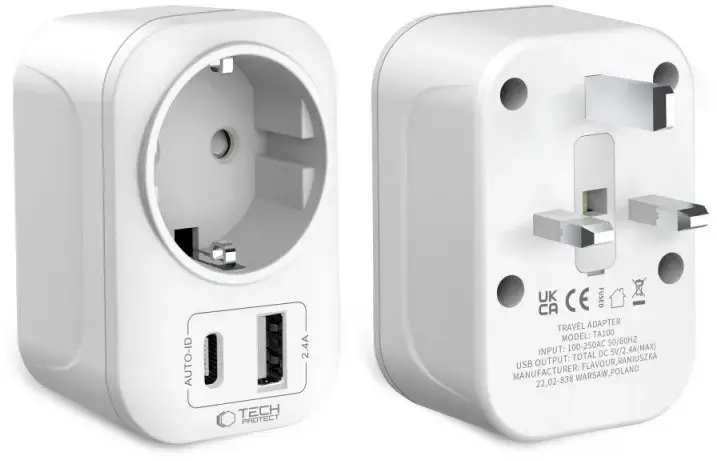 Ceļojumu adapteris Tech-Protect TA100 UK→EU Photo 2