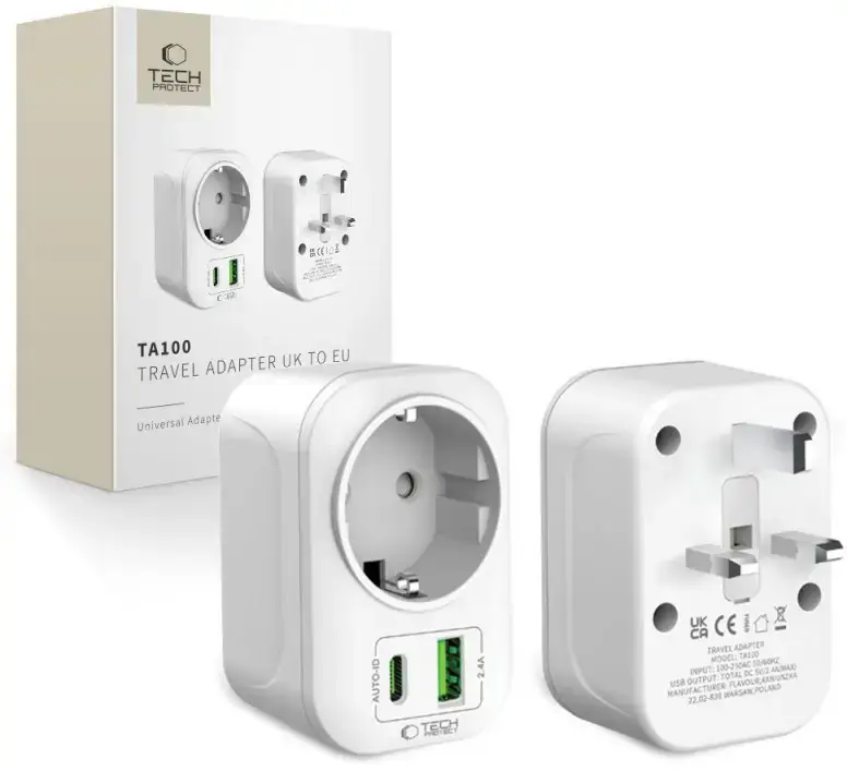 Ceļojumu adapteris Tech-Protect TA100 UK→EU Photo 3