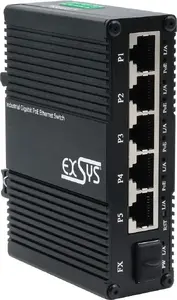 Slēdzis Exsys EX-62030MPOE-SFP — Mini Gigabit 5+1 PoE+ tīkla slēdzis ar tīmekļa pārvaldību, 5 Gigabit un 1 SFP
