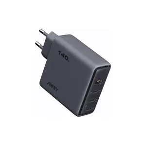 Сетевое зарядное Aukey PA-C6 140W с 4 портами (USB-C/USB-A), EU вилка — тёмно‑серый