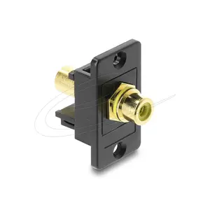 Keystone module DELOCK 91113 with RCA to RCA connectors, flat construction, black/yellow