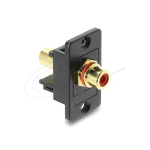 Keystone module DELOCK 91114 — RCA to RCA, flat construction, black/red