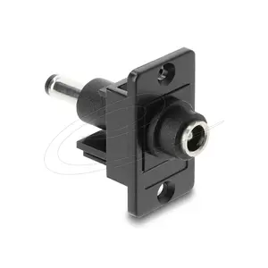 Keystone module DELOCK 91121 — flat DC jack 5.5 x 2.5 mm, black, 19.1×42.3×35.5 mm