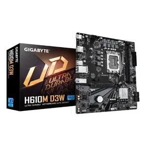Motherboard GIGABYTE H610M D3W LGA1700 for 12th–14th Gen Intel CPUs, 5+1+1 VRM, DDR5 up to 5600MHz, 128GB, PCIe 3.0 M.2, 1GbE, USB 3.2 Gen1