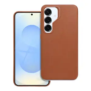 Aizmugures ādas vāciņš Riff priekš Samsung Galaxy S25 S931, īsta āda, brūns