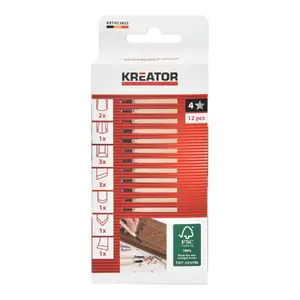 Stāmešķu komplekts KREATOR Mini Wood Chisel 135 mm, 12 gab. — asmens platums 6 mm, darba garums 110 mm