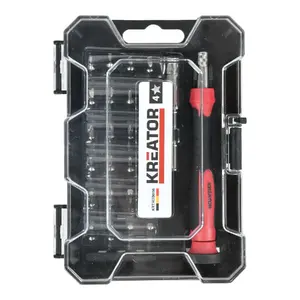 Skrūvgriežu komplekts KREATOR KRTH20006 — 26 daļas: taisnās, PH, Torx un sešstūra bitu komplekts ar plastmasas futlāri
