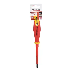 Izolēta krustveida skrūvgriezis KREATOR KRTH20703 100 mm PH2 VDE – PH2 gals, 100 mm kāts