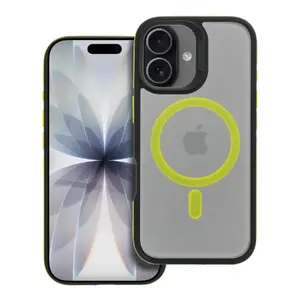 Задняя защитная MagSafe чехол Riff для Apple iPhone 17 — модель RF-NEOMAG-IP17, чёрный и жёлтый
