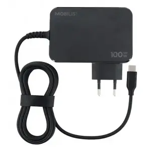 Power adapter/inverter MOBILIS 020023 Indoor 100 W, USB Type-C, 1.8 m cable, Black