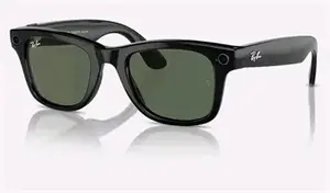 AI smart glasses Google Meta Ray-Ban Wayfarer — Shiny Black frame, G15 Green lenses