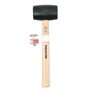 Резиновый молоток KREATOR 450 г с деревянной ручкой, черная головка 95×60 мм, длина 260 мм