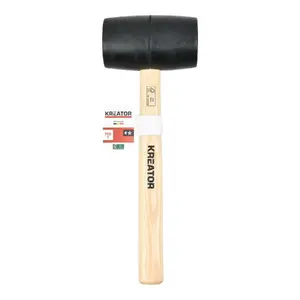 Ēbele KREATOR gumijas āmurs 700 g, galva 110×64 mm, koka rokturis 260 mm, melns