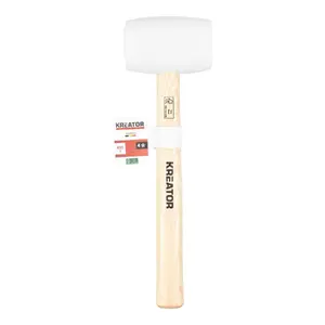 Rubber Hammer KREATOR 450g Head 95x60mm with 260mm Wooden Handle, White